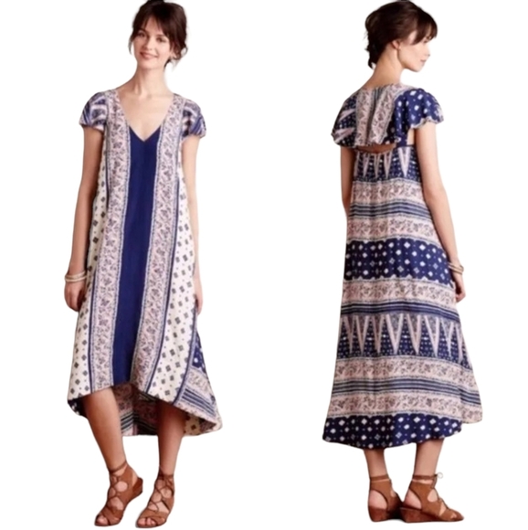 Maeve Summertide Swing Dress Navy Pink XS - Picture 1 of 15